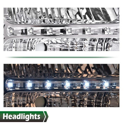 Solid Spare Fit For 05-07 F250 F350 F450 F550 Super Duty Clear Chrome LED DRL Headlights