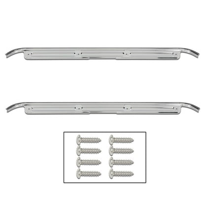 Solid Spare Pair Fit For 1967-1972 Chevy C10 GMC Truck Chrome Door Sill Plates W/ Hardware