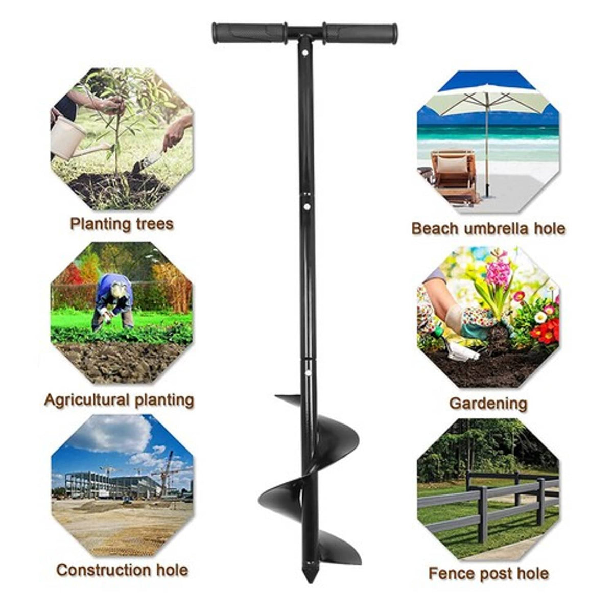 Solid Spare Garden Auger Drill Bit 5.9"x33", Large Hand Auger Drill For Planting NEW
