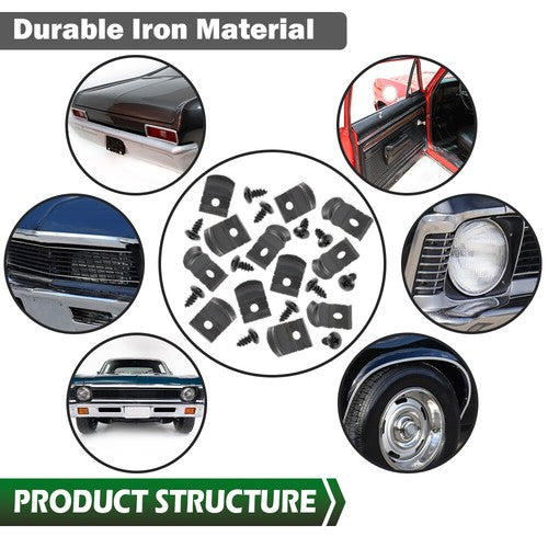 Solid Spare Fit For 1962-1972 GM Nova Impala 1" Tall Rocker Molding Clips & Screw 12Pcs