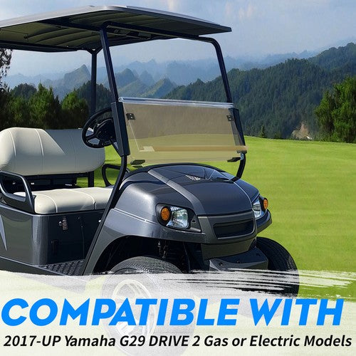 Solid Spare Flip Folding Tinted Windshield For Yamaha Drive 2 Drive2 2017-UP Golf Cart