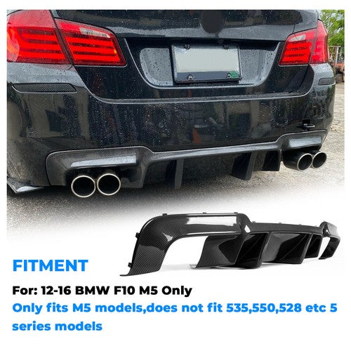Solid Spare Rear Diffuser Carbon Fiber Color Fits 12-16 BMW 5 Series F10 M5 DTM Style