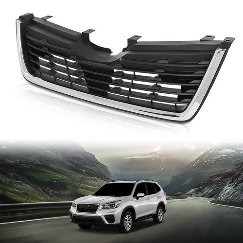 Solid Spare Fit For 2019-2021 Subaru Forester Front Bumper Lower Grille Grill Black Chrome