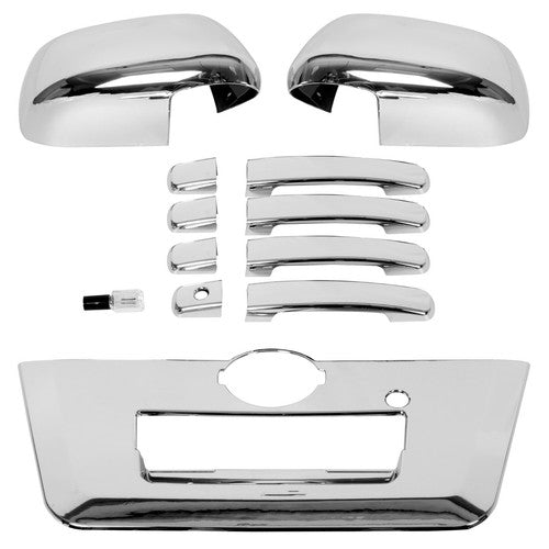 Solid Spare Chrome Mirror Cover +4 Door Handle+Full Tailgate Cover For 13-19 Nissan Frontier