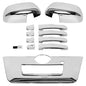Solid Spare Chrome Mirror Cover +4 Door Handle+Full Tailgate Cover For 13-19 Nissan Frontier
