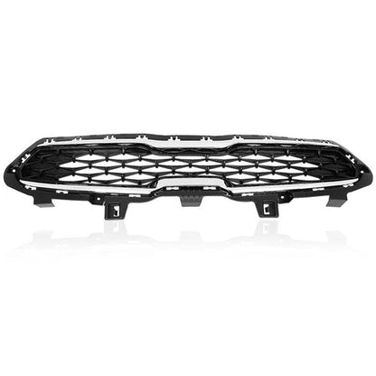 Solid Spare Fit For 2019 2020 Kia Forte Black Front Bumper Upper Grille Grill w/ Chrome Trim