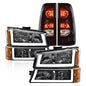 Solid Spare Fit For 03-06 Silverado Clear/Amber Headlight Assembly W/LED DRL+Tail Lights