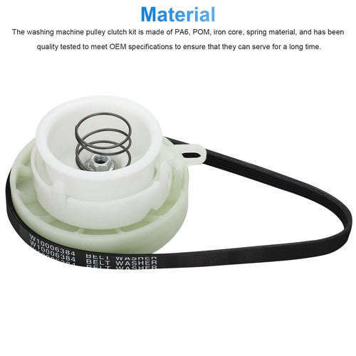 For Whirlpool W10006356 AP4514410 PS2579377 W10721967 Washer Pulley Clutch Kit