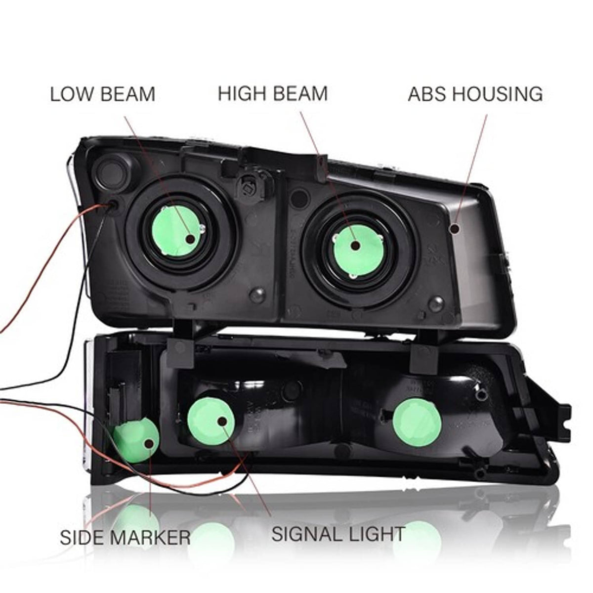 Solid Spare Fit For 03-06 Chevrolet Silverado LED DRL Clear Chrome Headlights+Tail Lights