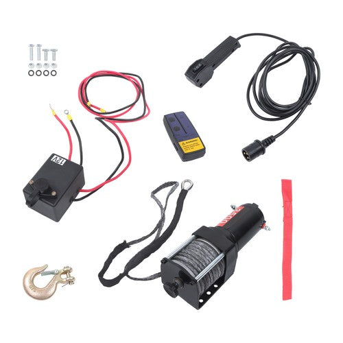 Solid Spare 12V 3500LBS 1.5HP Electric Winch 50ft Synthetic Rope Wireless & Wired Remote