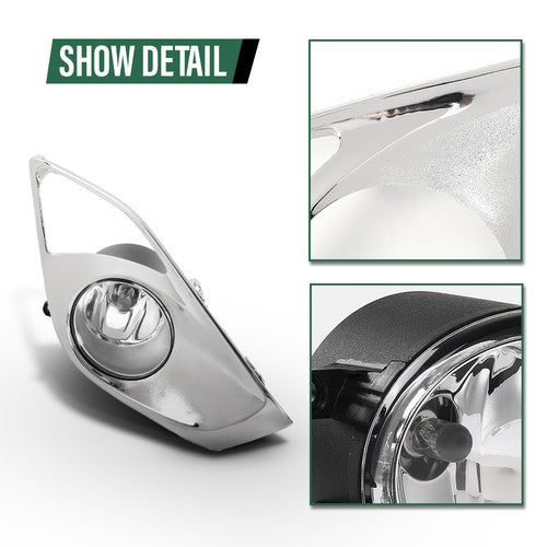 Solid Spare Fit For 2013 2014 2015 Toyota Avalon Fog Light Lamps w/ Chrome Bezels + Bulbs