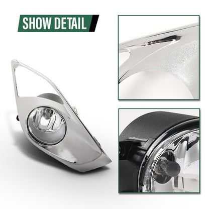 Solid Spare Fit For 2013 2014 2015 Toyota Avalon Fog Light Lamps w/ Chrome Bezels + Bulbs