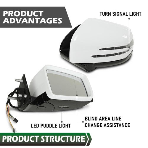 Solid Spare 2Pc White Side Door Mirror Fit For Mercedes Benz M GL Class ML63 ML350 2005-2011