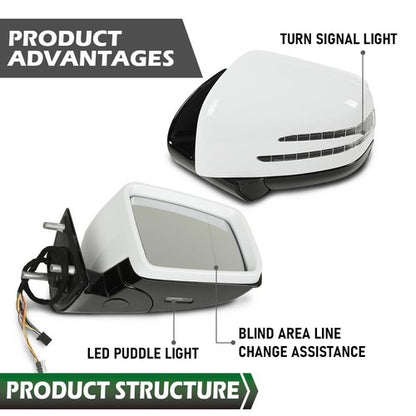 Solid Spare 2Pc White Side Door Mirror Fit For Mercedes Benz M GL Class ML63 ML350 2005-2011