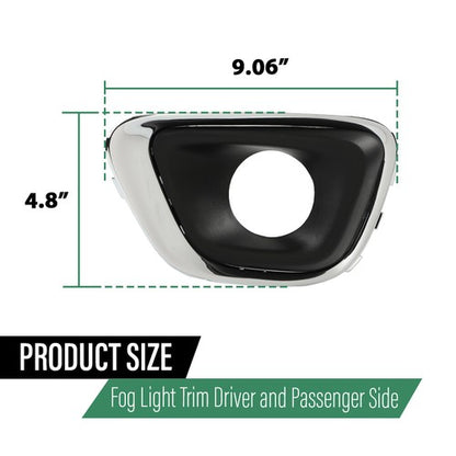 Solid Spare Fit For 2014-2017 Jeep Compass Front Bumper Fog Light Bezel Lamp Trim Left+Right