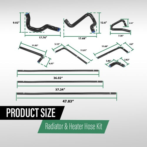Solid Spare Fit For 88-94 Ford F-Series Bronco 5.0L/5.8L Silicone Radiator Hose Kit Black