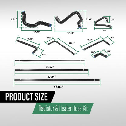 Solid Spare Fit For 88-94 Ford F-Series Bronco 5.0L/5.8L Silicone Radiator Hose Kit Black