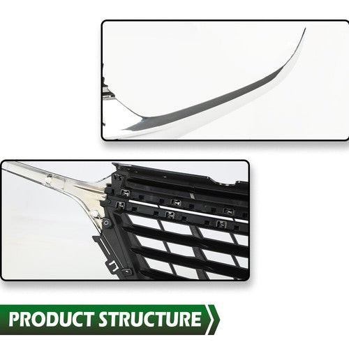 Solid Spare Front Bumper Upper Grille Grill Black Chrome Fit For 2022-2023 Chevrolet Equinox