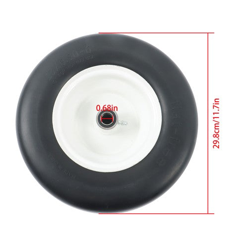 Solid Spare 13in x6.5-6 Solid Lawn Mower Tires & Wheel Smooth Flat White Rims 2 PCS