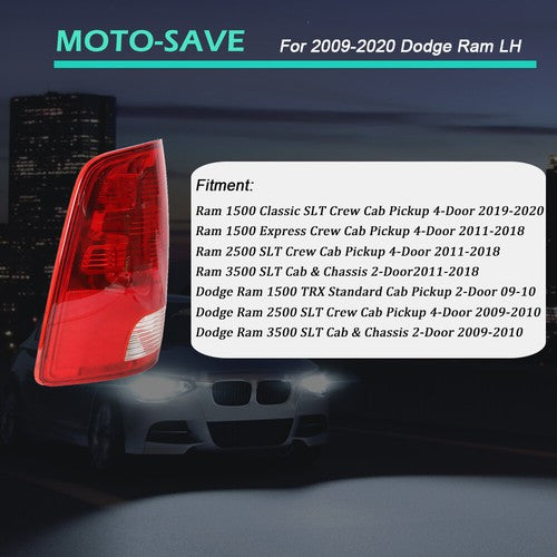 Solid Spare Fit For Dodge Ram 1500 2500 2009-2020 Driver Side Brake Lamp Tail Light Replace