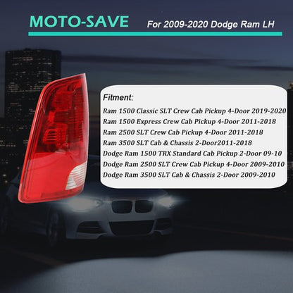 Solid Spare Fit For Dodge Ram 1500 2500 2009-2020 Driver Side Brake Lamp Tail Light Replace
