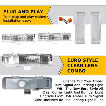 Solid Spare Front Corner+Bumper Signal Lights Parking Lamps FOR 83-94 Chevy Blazer&82-93 S10