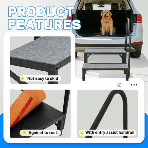 Solid Spare 2 Steps Ladder RV Step 660Lbs w/Handrail For Trailer Travel Camper Home Stairs