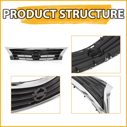 Solid Spare For 2013 - 2015 14 Nissan Altima Front Bumper Grille Upper Grill Assembly Chrome