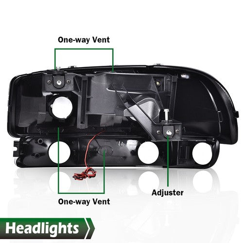 Solid Spare LED DRL Clear Chrome Headlights+Bumper Lamps Fit For 1999-2007 GMC Sierra/Yukon