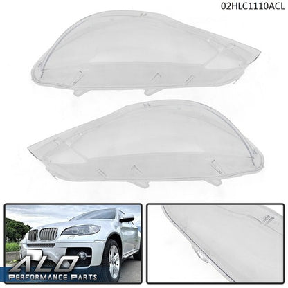 Solid Spare Fit For 2008-2014 BMW E71 X6 Left+Right Clear Headlight Replacement Lens