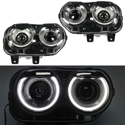 Solid Spare Pair Set For Dodge Challenger 2015-2018 Headlight Replacement Halogen Clear Lens