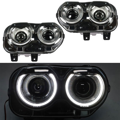 Solid Spare Pair Set For Dodge Challenger 2015-2018 Headlight Replacement Halogen Clear Lens