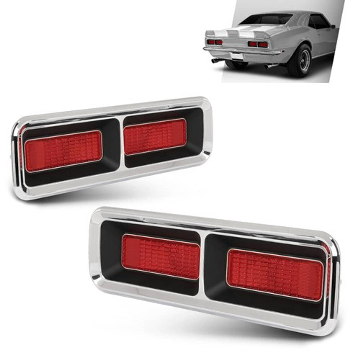Solid Spare Tail Light Lens+Bezel+Gasket Fit For 1968 Chevrolet Camaro Left+Right Side