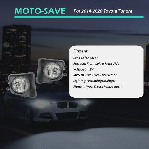 Solid Spare Pair Passenger+Driver For Toyota Tundra 14-20 4.6L 5.7L Fog Lights+Cover+wiring