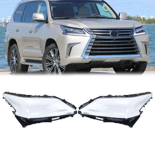 Clear Left & Right Replacement Headlight Lens Covers For Lexus LX570 2016-2019
