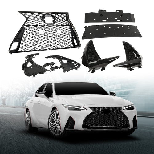 Solid Spare Fit For 2017-2022 Lexus IS250 IS350 F Sport Front Grille Grill Set Black
