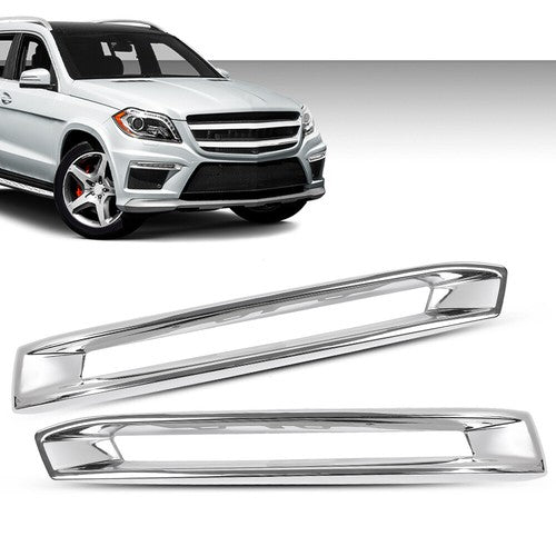 Solid Spare Fog Light Cover Chrome Trim Fit For 2013-2016 Benz X166 GL500 GL550 GL63 AMG