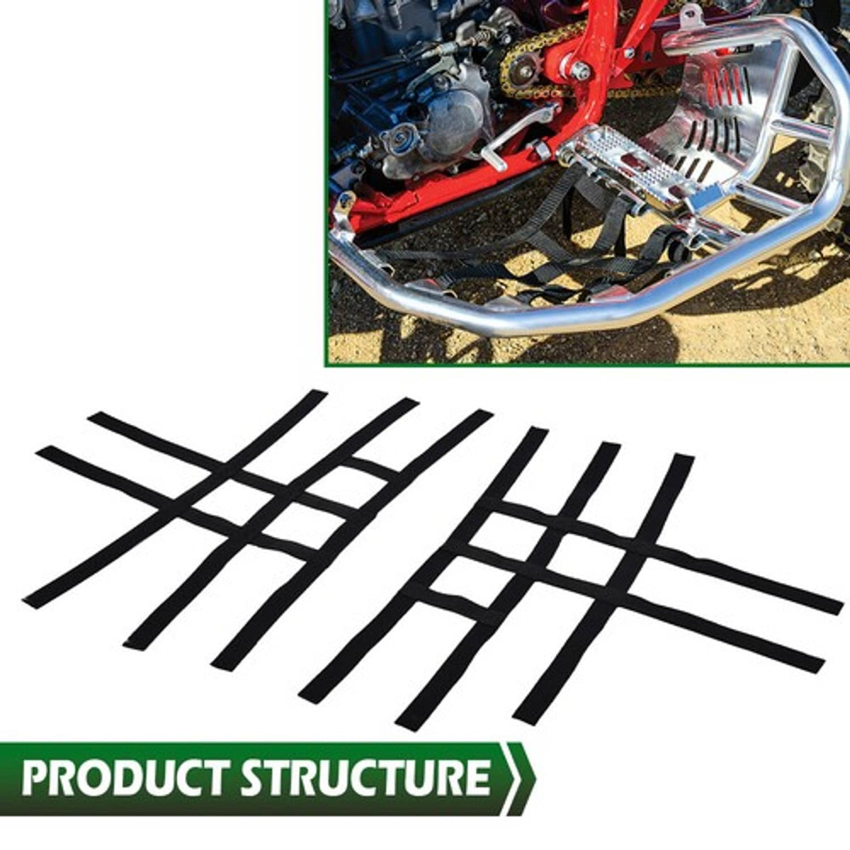 Solid Spare Nerf Bar Nets Replacement Webbing Fit For Tusk Alba Honda Yamaha Suzuki Kawasaki
