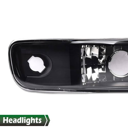 Solid Spare Fit For 1999-2007 GMC Sierra Yukon LED DRL Headlights w/ Bumper Lamps Black