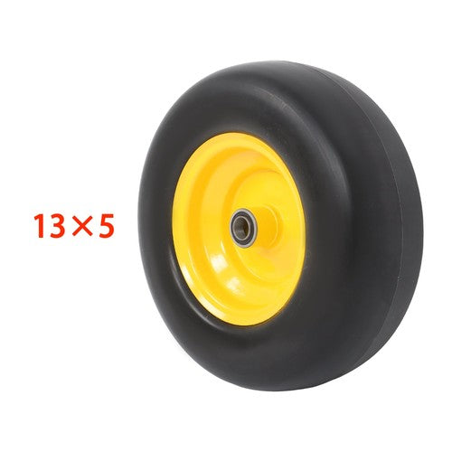Solid Spare Lawn Mower Tire And Wheel 13x5.00-6" 2 Pcs - Solid Smooth Tread Yellow Rim Tires