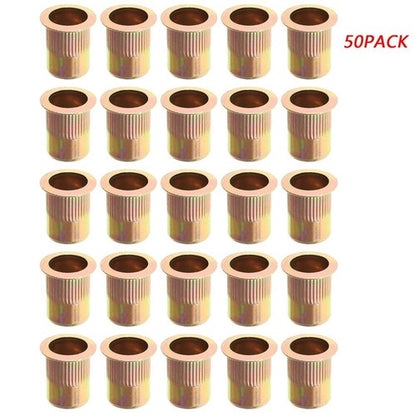 Solid Spare Steel Rivet Nut Rivnut Insert Nutsert 3/8-16 3/8 Carbon Steel Zinc Plated 50Pcs