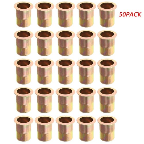 Solid Spare Steel Rivet Nut Rivnut Insert Nutsert 3/8-16 3/8 Carbon Steel Zinc Plated 50Pcs
