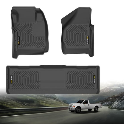 Solid Spare All Weather TPE Floor Mats Liners Fit For 2008-2010 Ford F250/F350/F450 Crew Cab