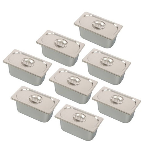 Solid Spare Steam Table Pans 1/3 Size 6" Deep Thickened 8 Pieces with Non-Stick Coating