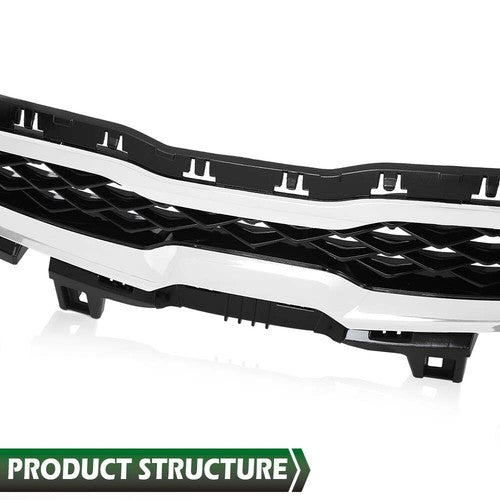 Solid Spare Fit For 2019 2020 Kia Forte Black Front Bumper Upper Grille Grill w/ Chrome Trim