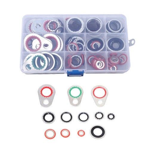 Solid Spare 95-Piece Premium A/C Compressor Gasket Seal Kit with 12 Different Sizes Included