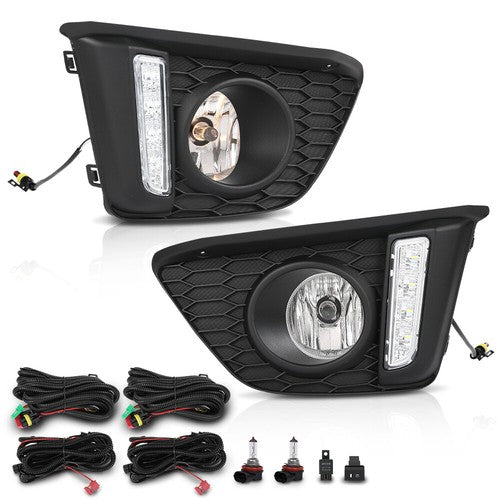 Solid Spare LED DRL Fog Lights Driving Lamps w/ Wiring Fit For 2014-2017 Honda Fit Jazz