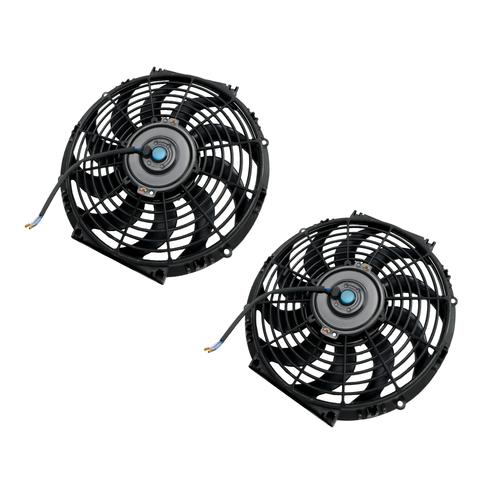 Solid Spare 2× 12" Electric Radiator Cooling Slim Fans Push Pull Mount Black For Universal