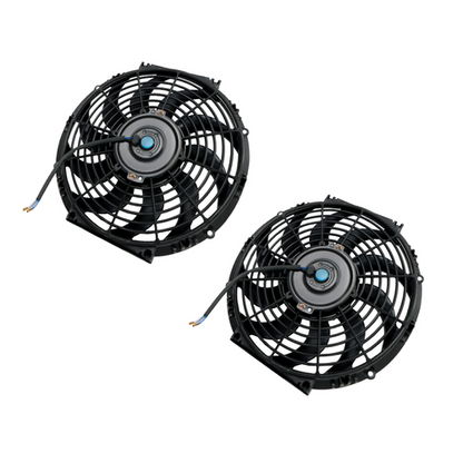 Solid Spare 2× 12" Electric Radiator Cooling Slim Fans Push Pull Mount Black For Universal