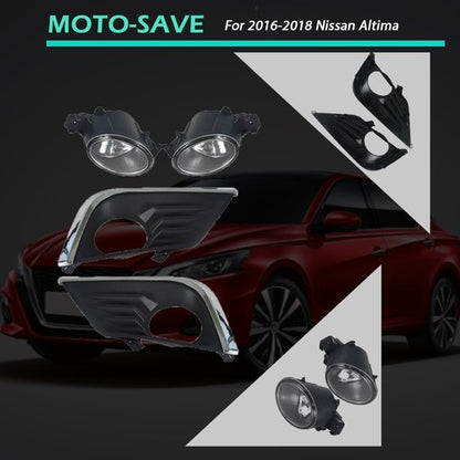 Solid Spare Chrome Fog Lamps Assembly w/3000K Halogen Bulbs For Nissan Altima SR 2.5L 16-18